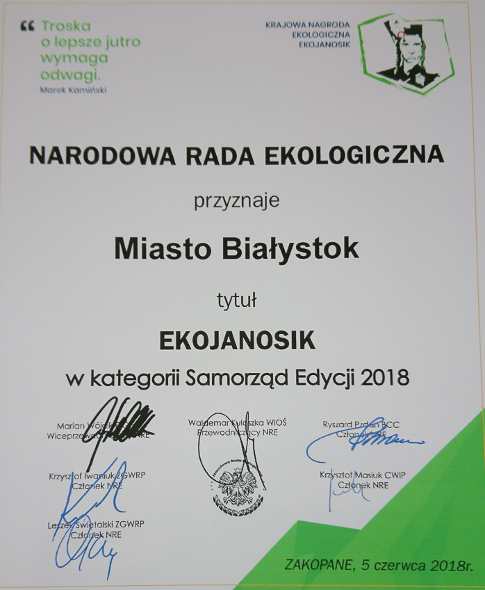 Nagroda EkoJanosik Polski /fot. UM Białystok/