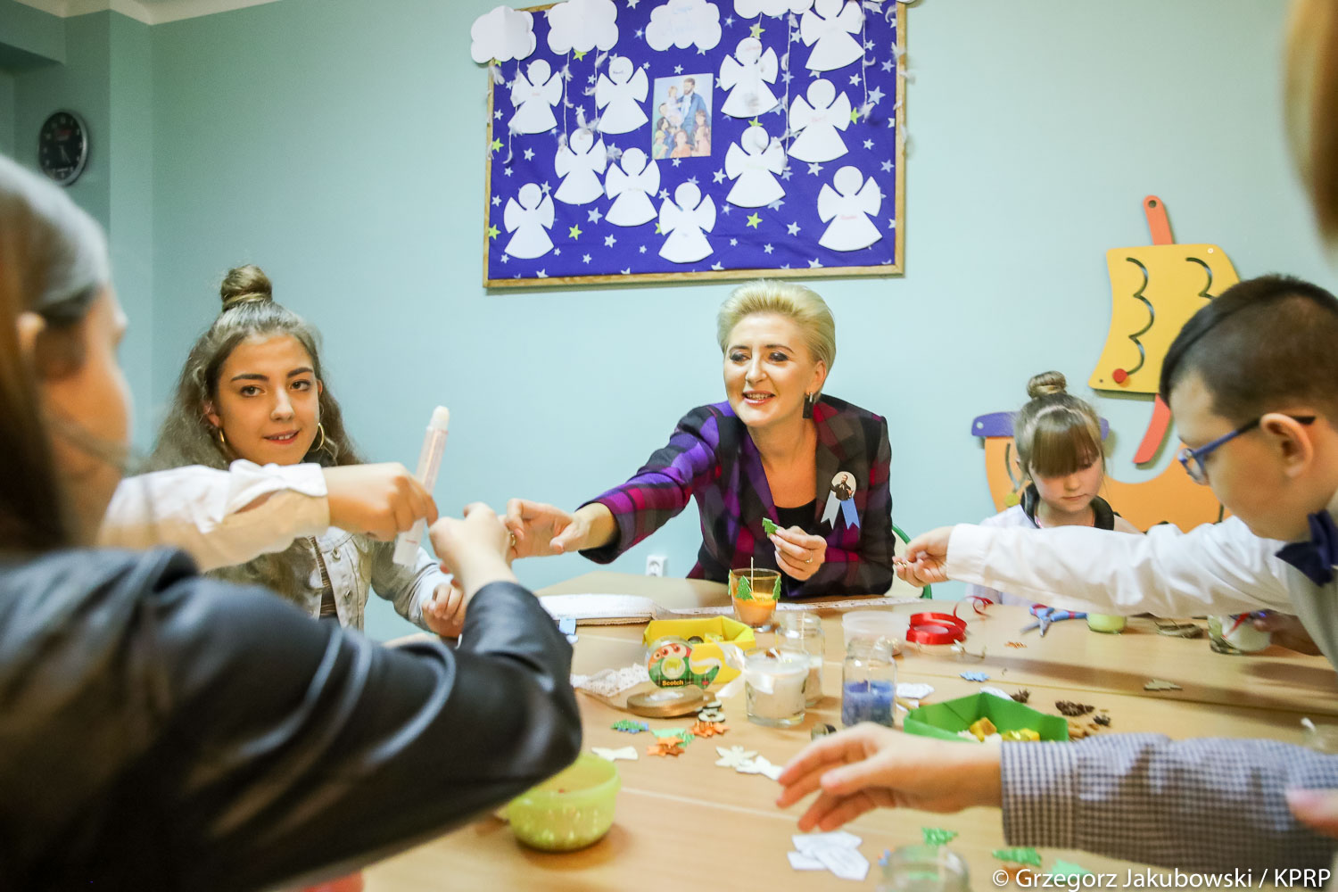 Agata Korhauser-Duda podczas spotkania z&nbsp;uczniami szkoły w&nbsp;Białymstoku /fot. mat. pras. KPRP/