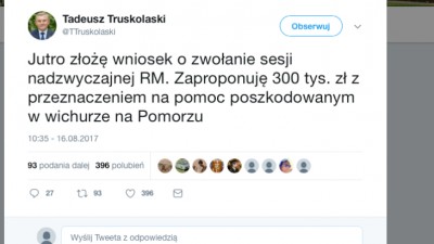 Tweet prezydenta Białegostoku