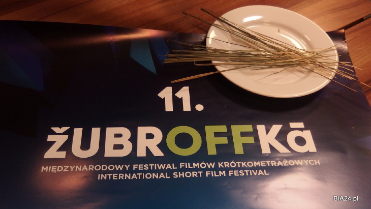 żubrówka i plakat festiwalu ( proj.Izabela Sroka, na motywie czołówki autorstwa duetu Kijek/Adamski )
