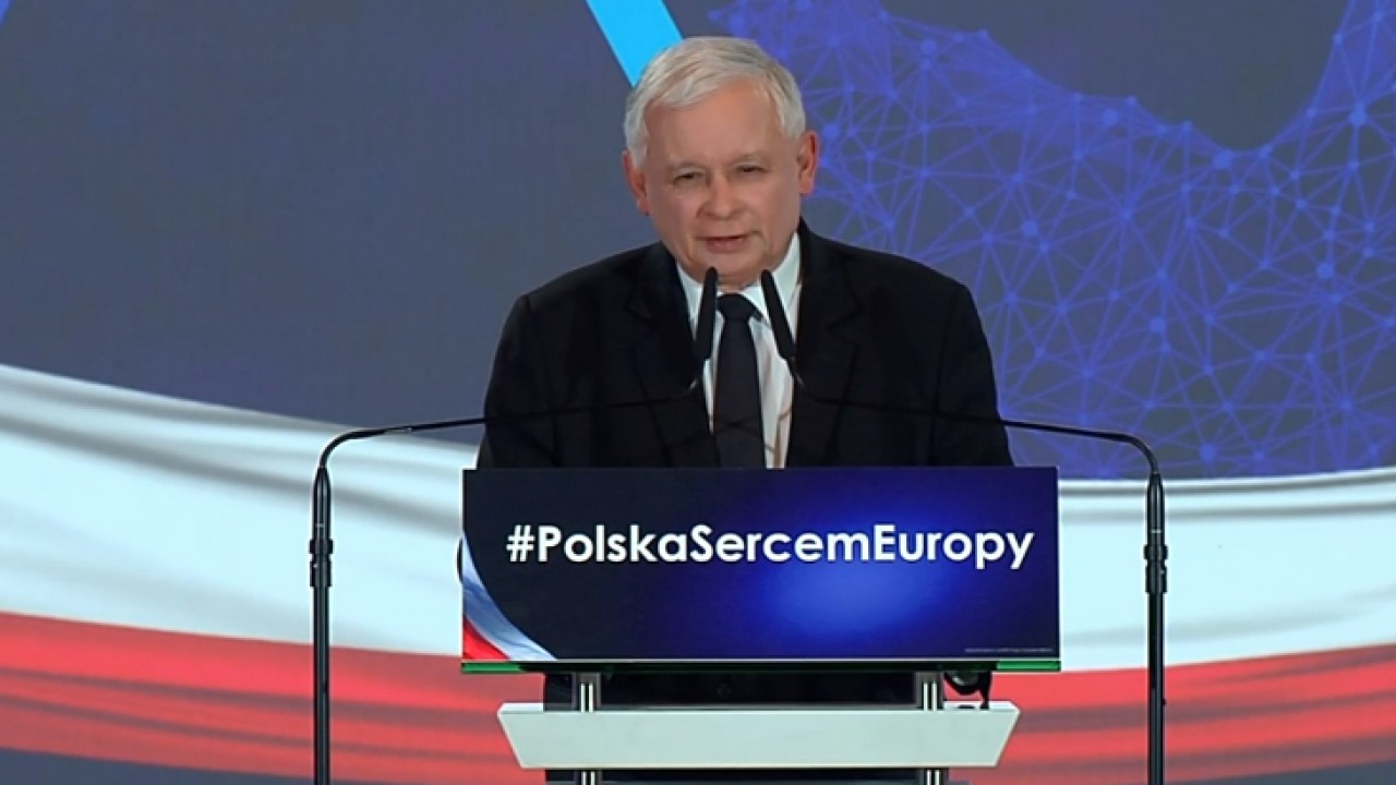 Prezes Jarosław Kaczyński podczas konwencji PiS w Białymstoku 