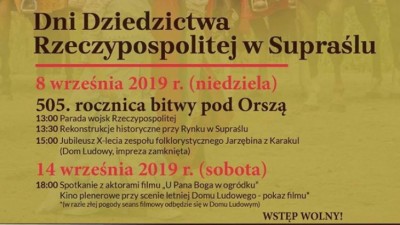 W Supraślu odbędą się Dni Dziedzictwa Rzeczypospolitej