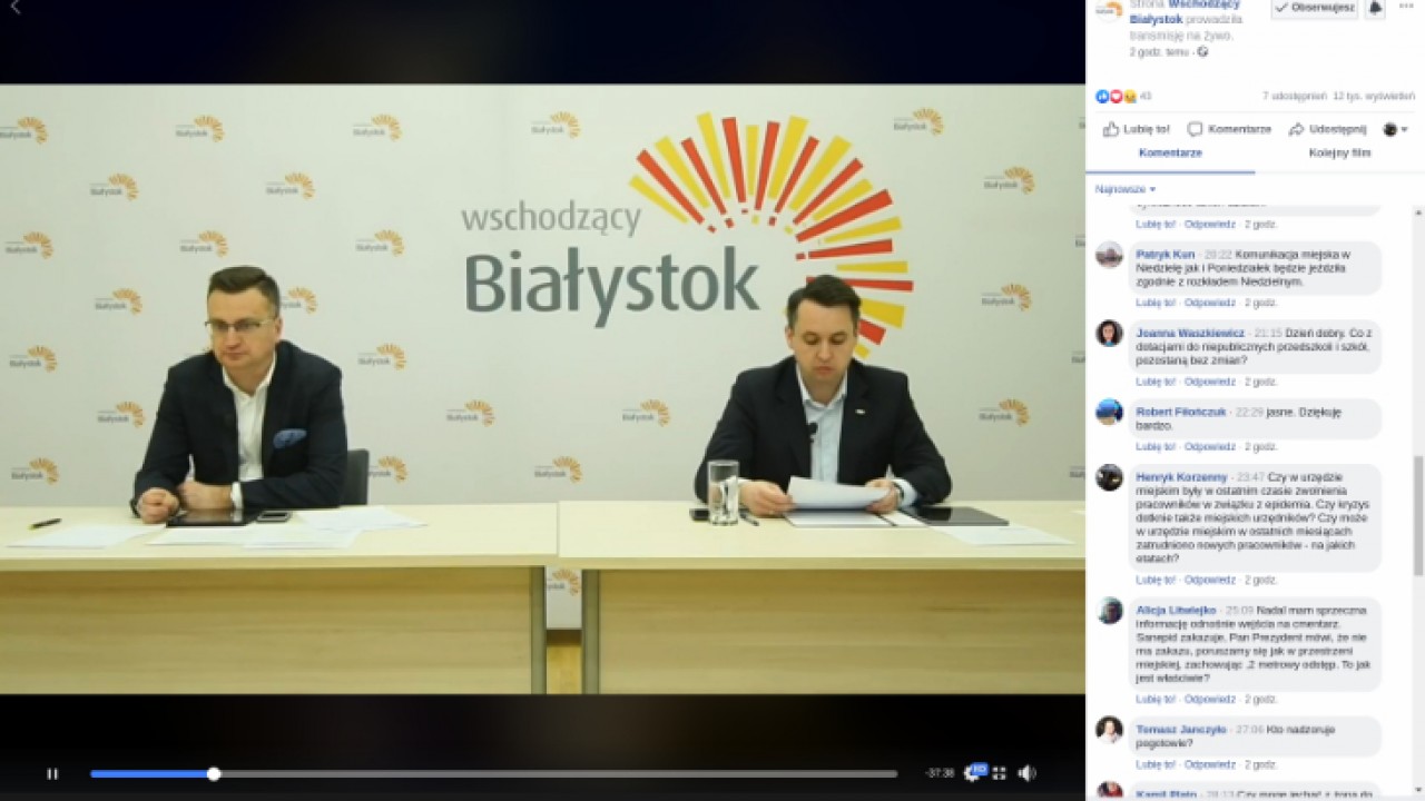 Wideokonferencja - zastępcy prezydenta Białegostoku /skan: Facebook/