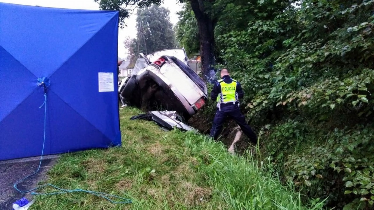 Miejsce wypadku [fot. Komenda Powiatowa Policji w Bielsku Podlaskim]