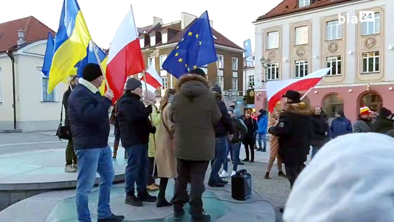 Manifestacja solidarności z Ukrainą - Białystok 24 lutego 2022 r. [fot. archiwum Bia24]