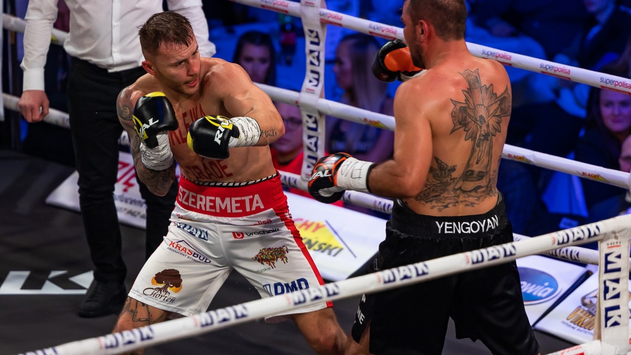 Kamil Szeremeta wygrał walkę wieczoru KnockOut Boxing Night XX [fot. wrotapodlasia.pl]