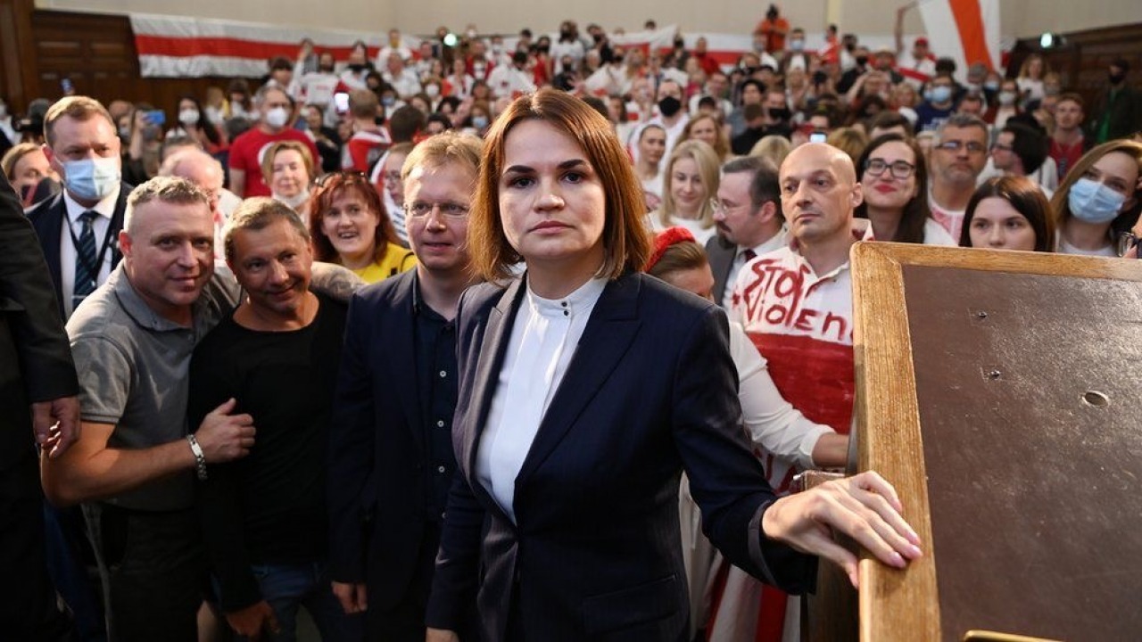 Swiatłana Cichanouska - liderka białoruskiej opozycji [fot. Franak Viačorka / twitter]