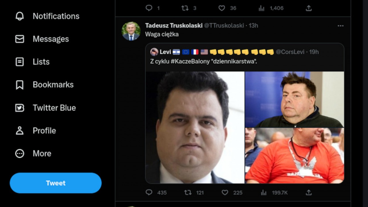 Tweet Tadeusza Truskolaskiego 