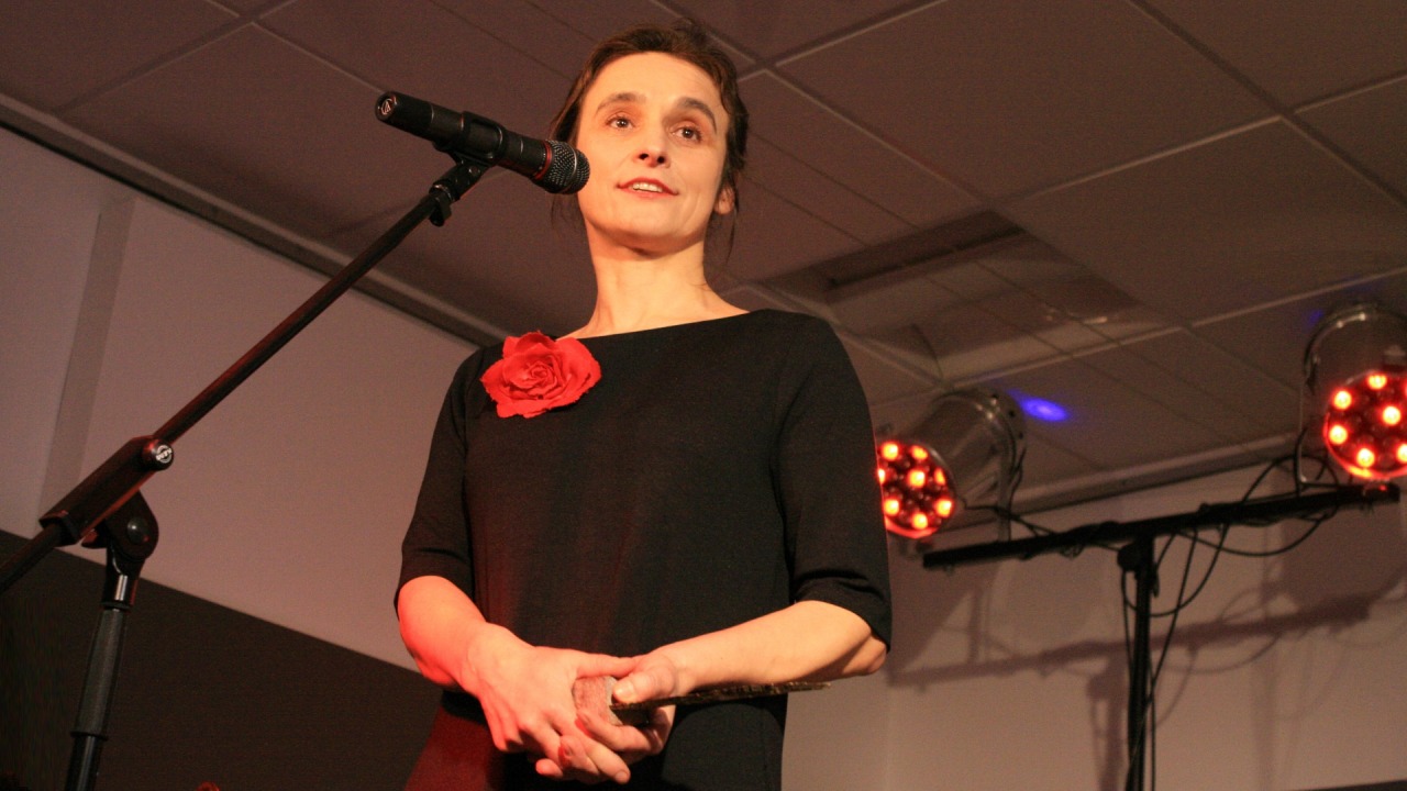 Aneta Prymaka-Oniszk podczas gali Nagrody Kazaneckiego w 2017 r. [fot. ad]